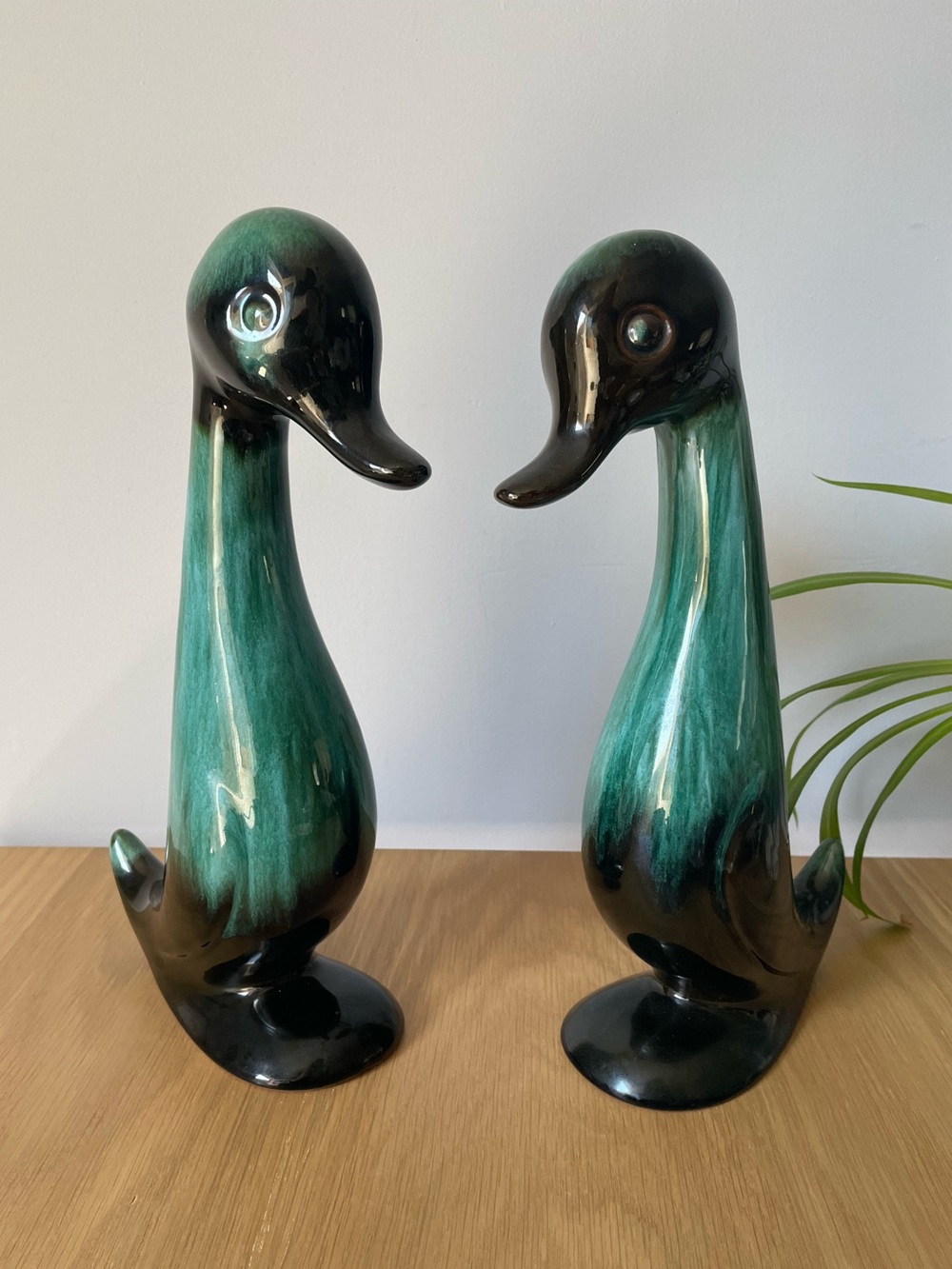 Vintage MCM Blue Mountain Pottery Duck Sculptures Set of 2 1950s
